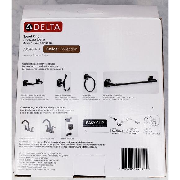 DELTA Celice Collection Toilet Paper Holder & Towel Ring Venetian Bronze~Set NIB - Picture 7 of 8